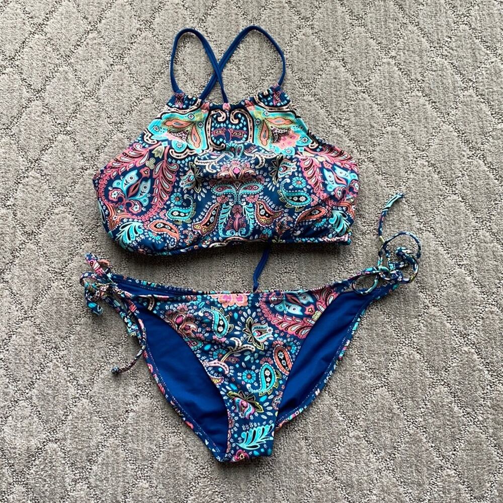 BP paisley teal bikini set beach summer vacation lake size L paddle boarding